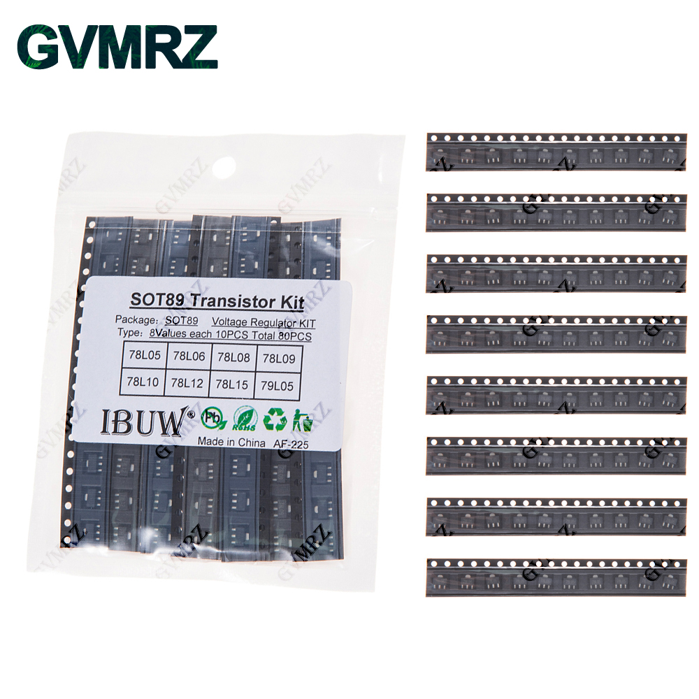 Diy Electronics Com - 80PCS 8Values SOT89 Transistor Kit (78L05/78L06/78L12