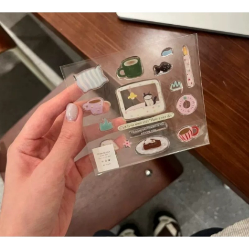 Cute Black Cat Clock Sticker S - đánh giá và giá Diy Electronics Case