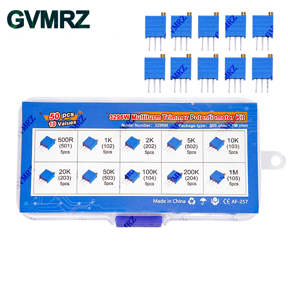50PCS 10Values 3296W Multiturn - đánh giá và giá Diy Electronics Com
