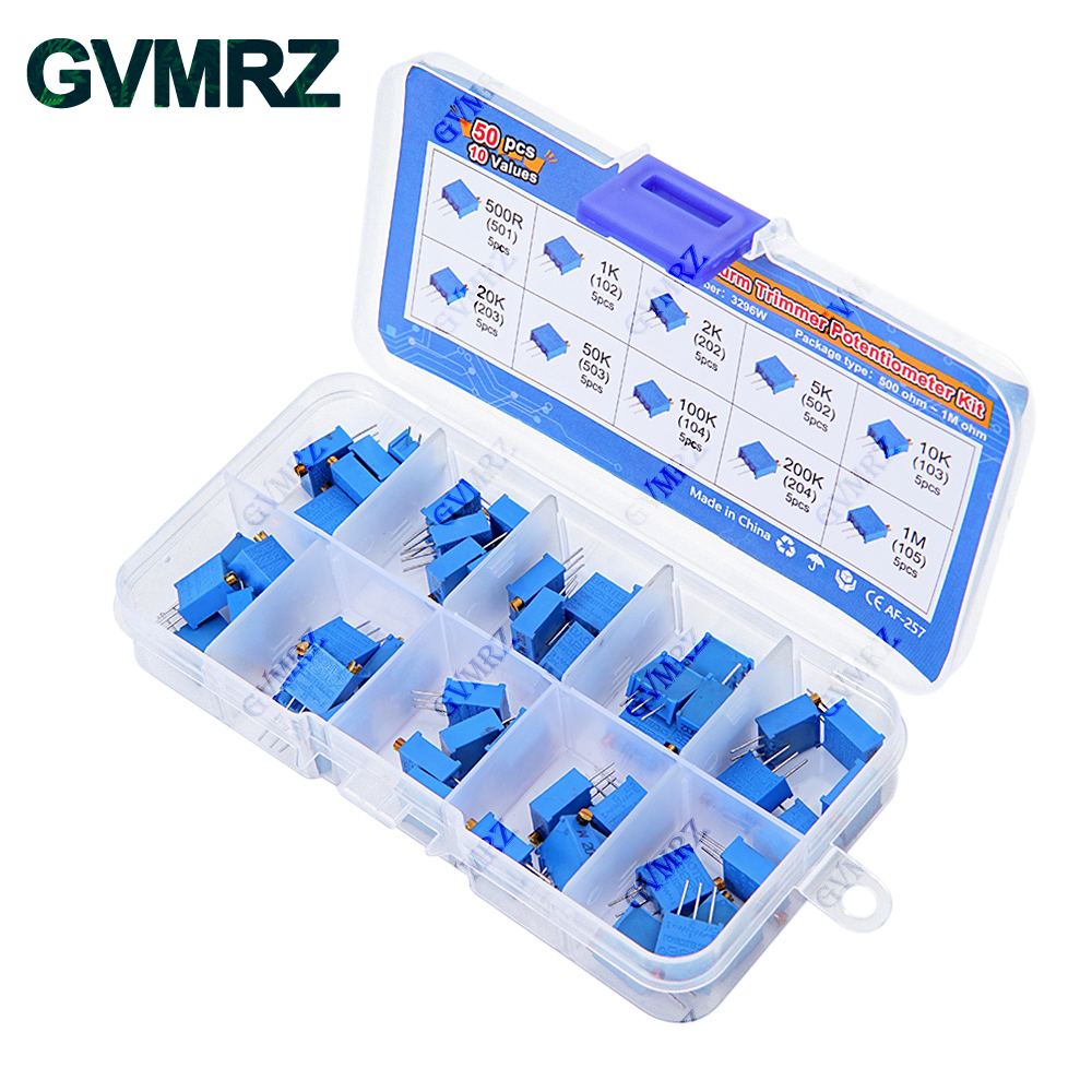 50PCS 10Values 3296W Multiturn - đánh giá và giá Diy Electronics Com