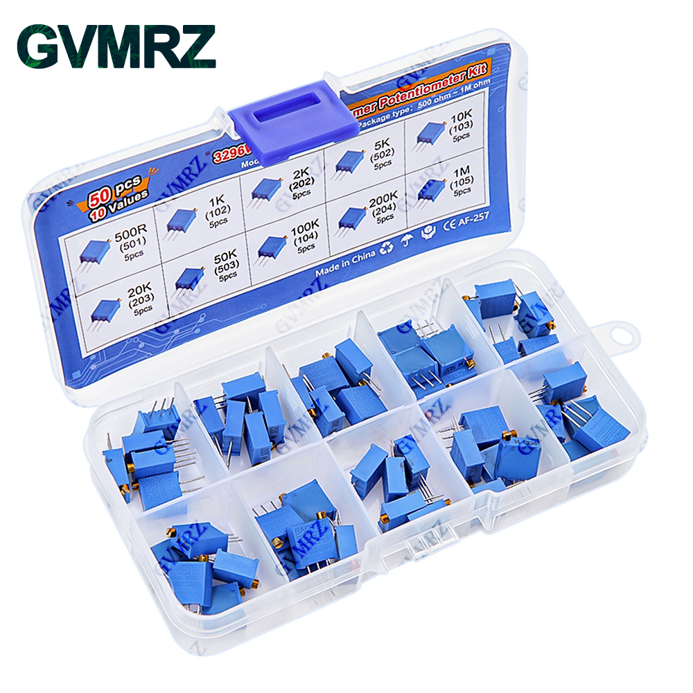 50PCS 10Values 3296W Multiturn - đánh giá và giá Diy Electronics Com