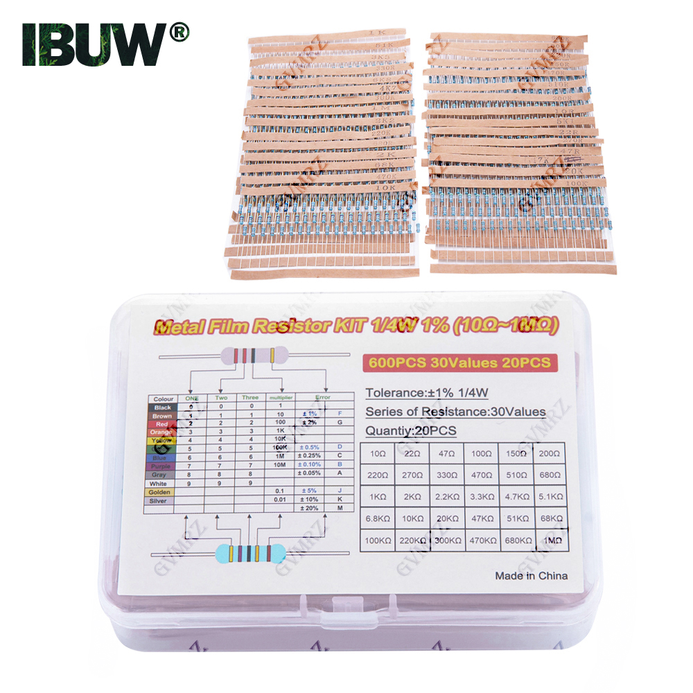 600PCS 30Values 1/4W Metal Fil - đánh giá và giá Diy Electronics Repair Kit