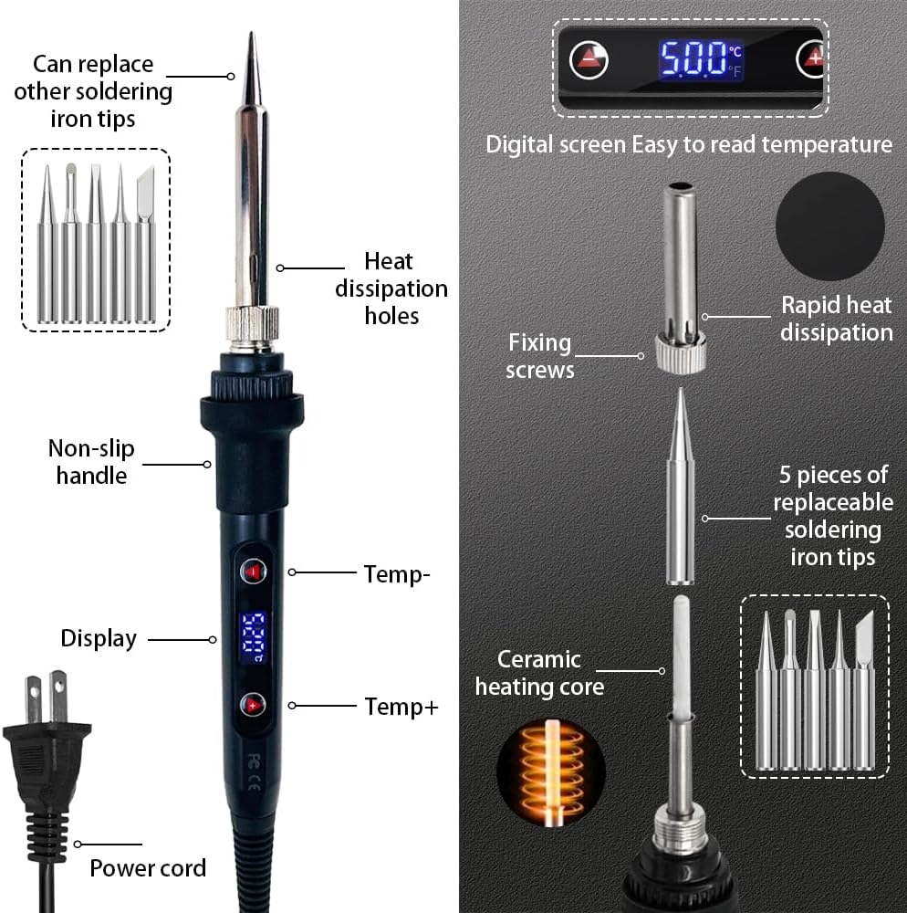 80W Soldering Iron Kit with LC - đánh giá và giá Diy Electronics Repair Kit