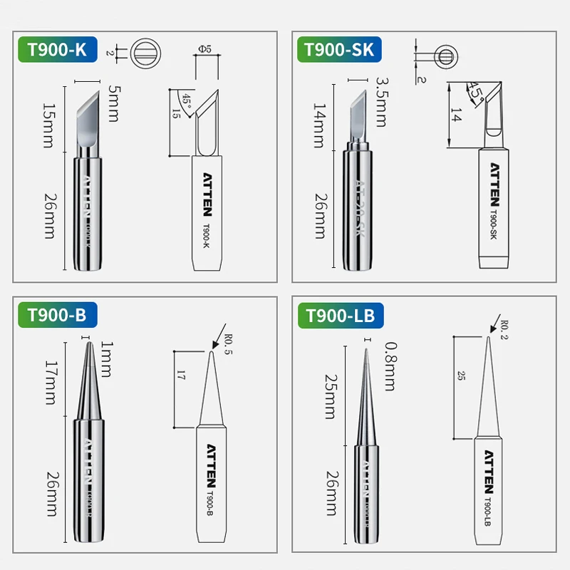 Original ATTEN 5Pcs T900-M Aut - đánh giá và giá Diy Soldering Station No Electronics