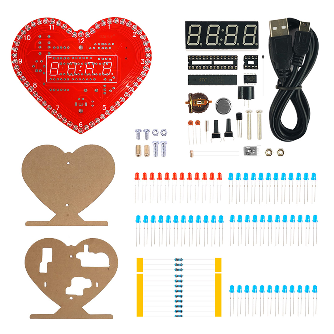 DIY Kits Heart Shaped 4-Digit  - đánh giá và giá Diy Electronics Project