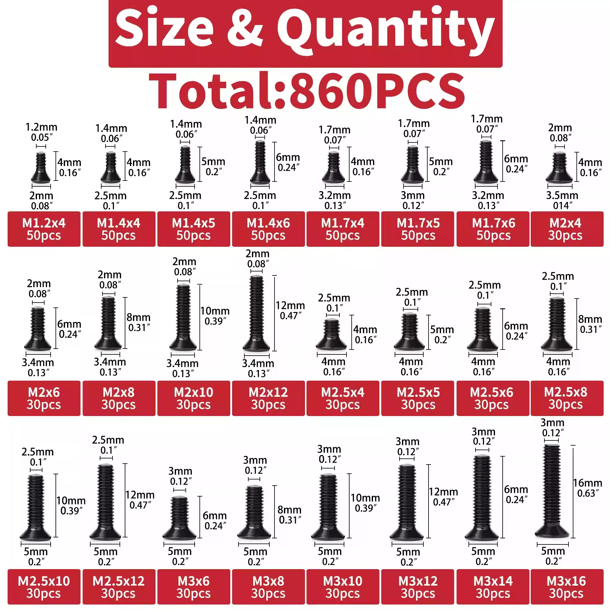 860PCS Small Screws Assortment - đánh giá và giá Diy Electronics Repair Kit