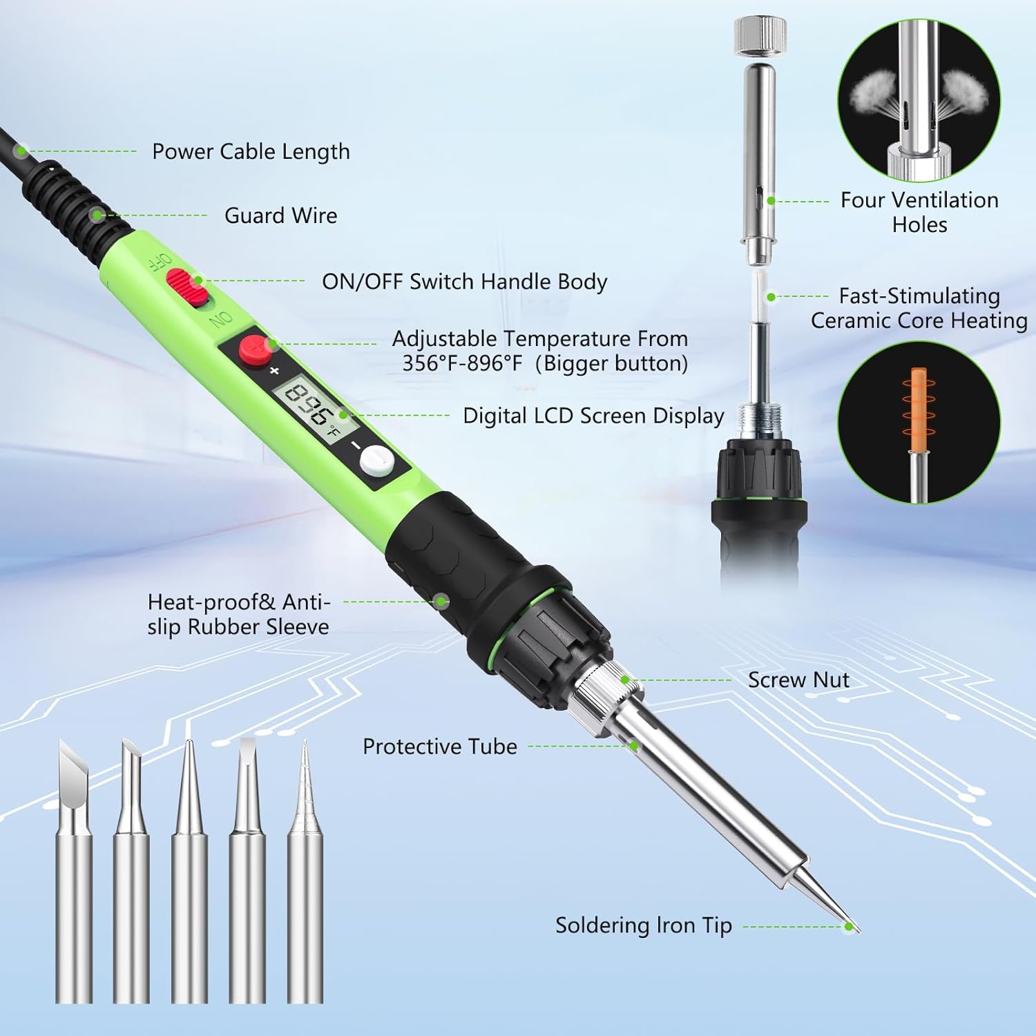 80W LCD Digital Soldering Iron - đánh giá và giá Diy Electronics Repair Kit