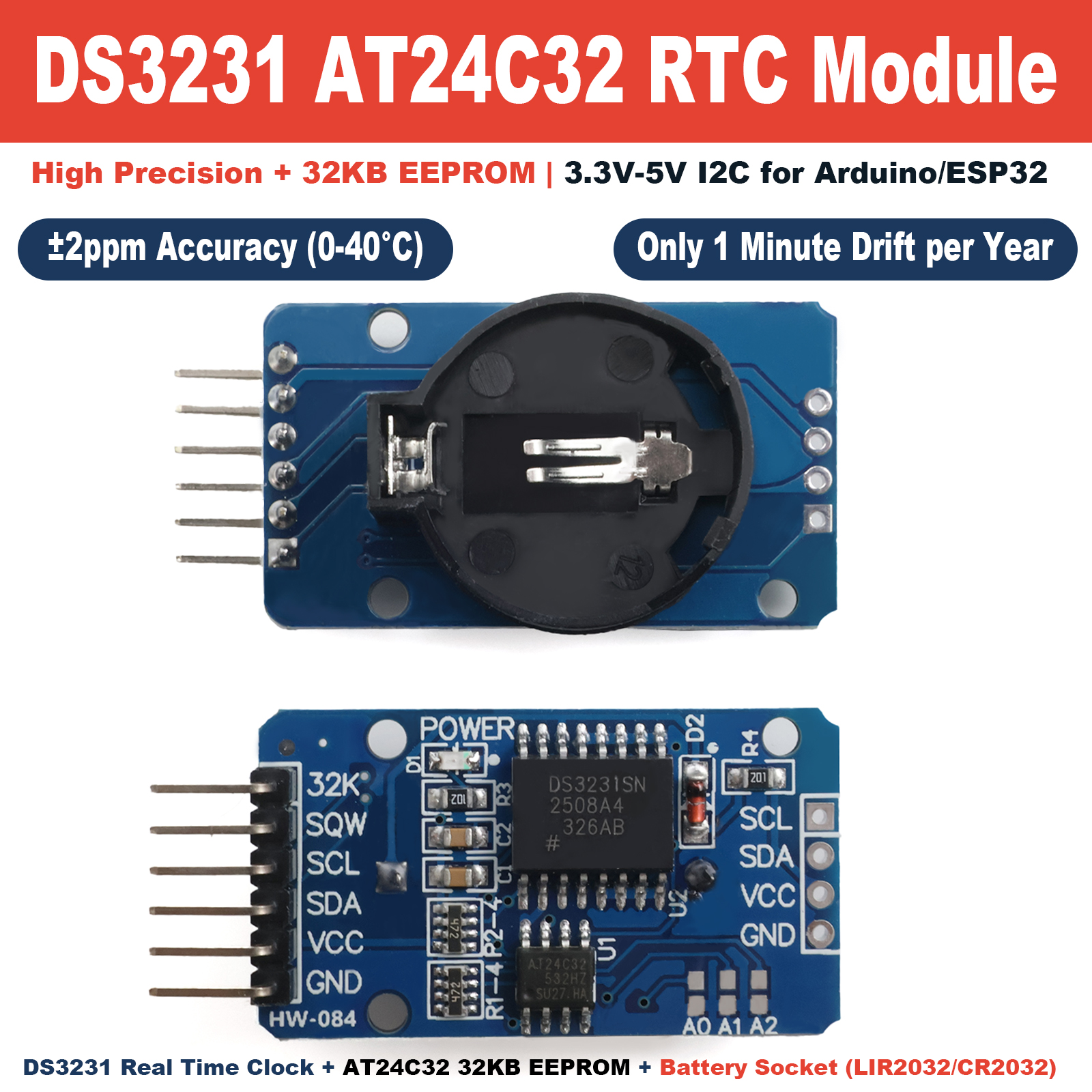 DS3231 AT24C32 IIC Precision R - đánh giá và giá Rtc Module Ds3231